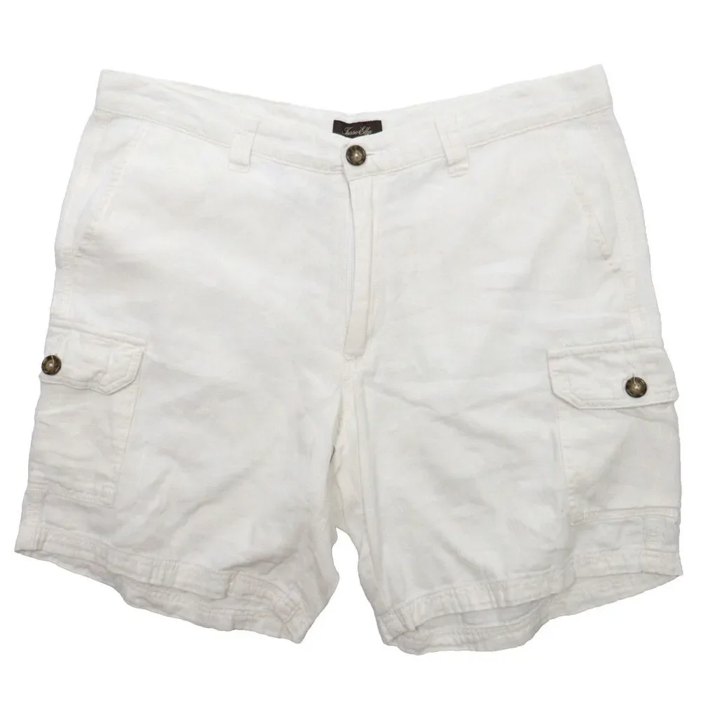 Tasso Elba Men's Cargo Shorts Size 36 Linen Cotton Blend Flat Front Chino - Picture 1 of 8
